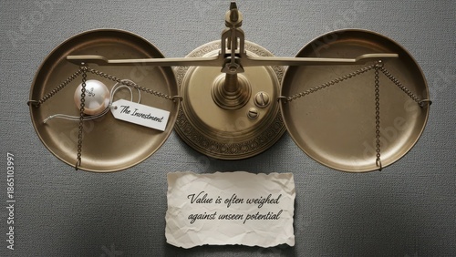 Antique scale weighing investment and unseen potential