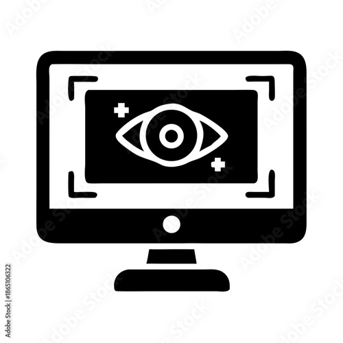 Digital eye tracking and surveillance system displayed on a computer monitor glyph icon