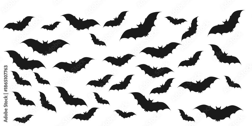 Fototapeta premium Halloween seamless pattern background, vector illustration, bat icon, bats