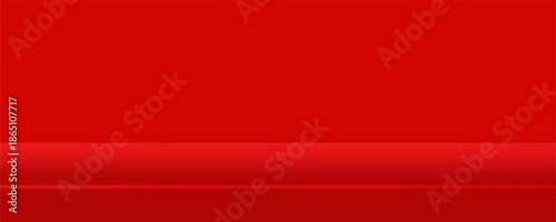 Empty red studio table with shadows mock up 3D. Banner for presentation product. EPS 10