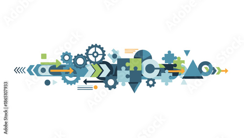 Abstract Mechanical Process Flow Abstract Geometric Machine Operation Concept