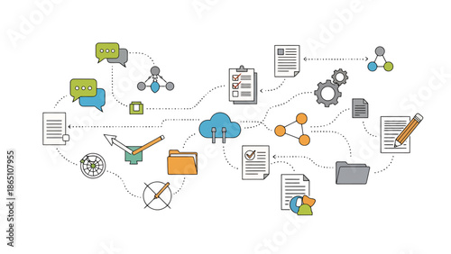 Digital Workflow and Data Connectivity Concept Art