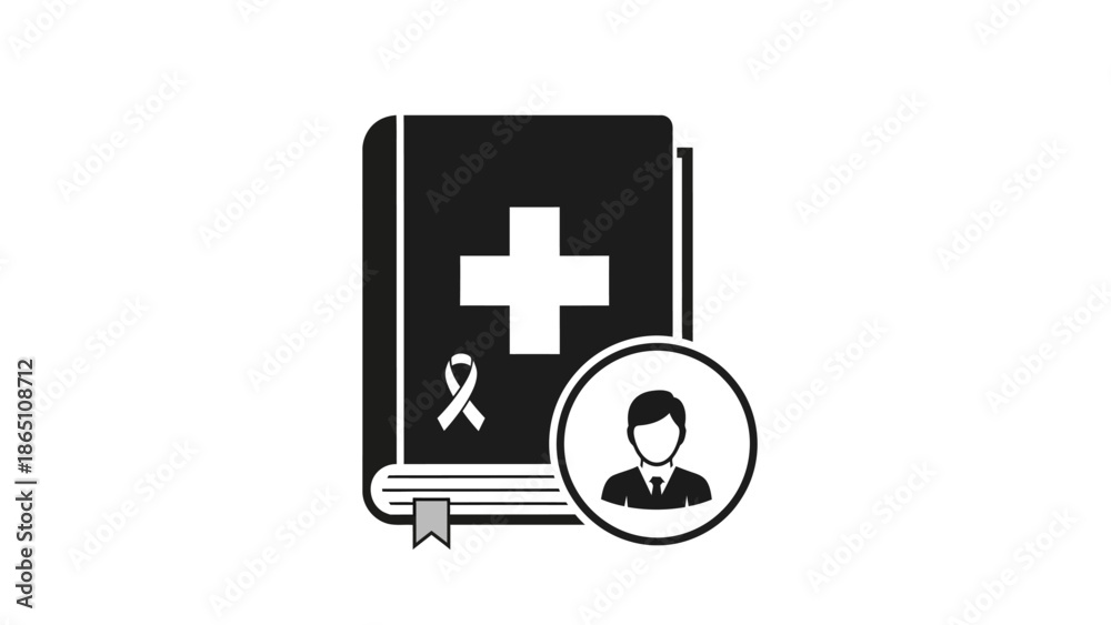 Fototapeta premium Medical Book with Cross and Ribbon Icon.