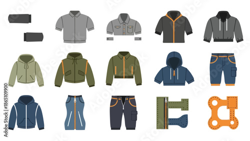 Collection of Various Jackets and Trousers Outfits.