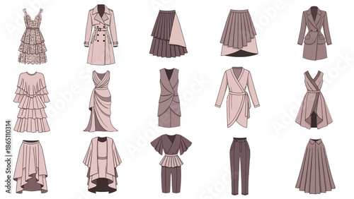 Collection of Various Pink and Brown Clothing Items.