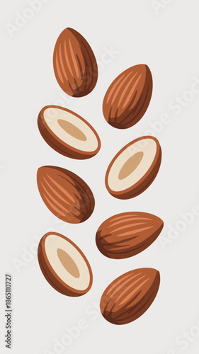 Falling Almonds Healthy Nuts in Motion, food concept