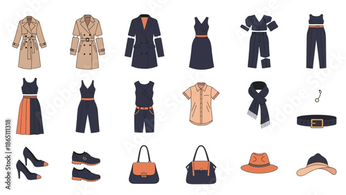 Fashion Clothing and Accessories Collection Display.