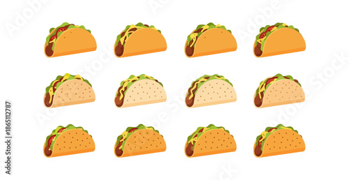 Taco arrangement appetizing food illustration isolated on black background