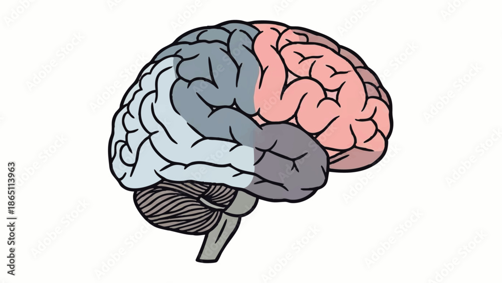 Fototapeta premium Human Brain Illustration with Col Page.