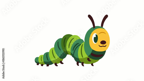 Colorful Cartoon Caterpillar with Big Eyes.