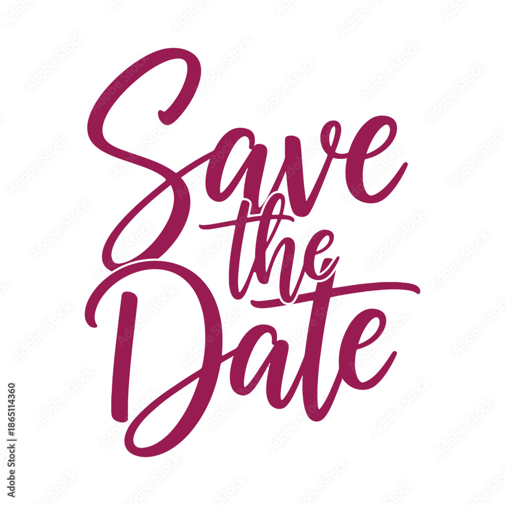 Fototapeta premium Red cursive text saying save the date with a heart symbol