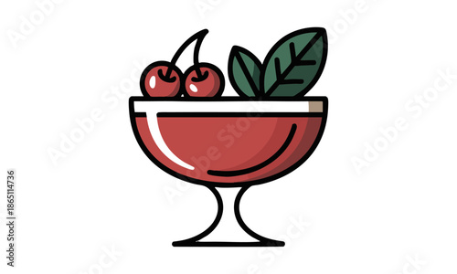 Vintage cherry cocktail vector illustration isolated on white background, easily editable.