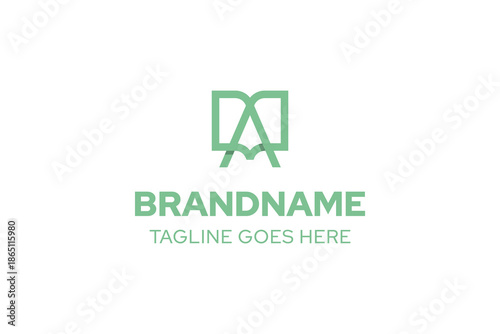 Letter A Book Education Logo, symbolizing knowledge, learning, and growth