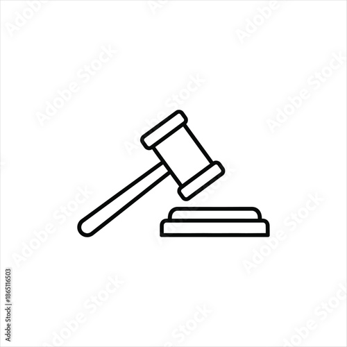 Solid judge gavel icon representing law justice and courtroom authority