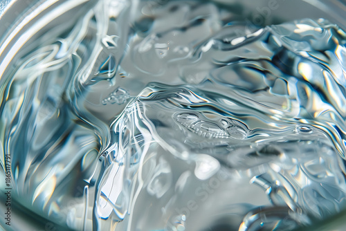 Abstract Glass Liquid Texture with Flowing Transparent Shapes