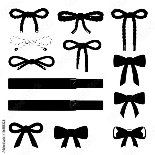 Fashion drawstring tie up and waist belt color variation set vector illustration