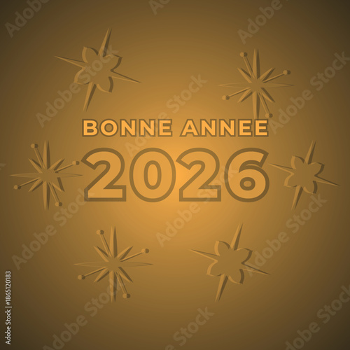 Bonne Annee 2026 Golden Greeting Card