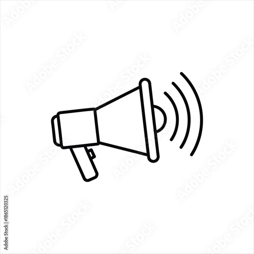Simple megaphone outline icon for communication and announcement concepts