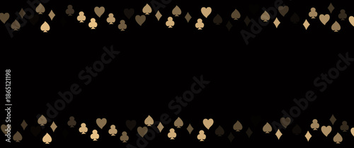 Dark Black vector background with cards signs. Glitter abstract sketch with isolated symbols of playing cards. Smart design for your business advert of casinos.