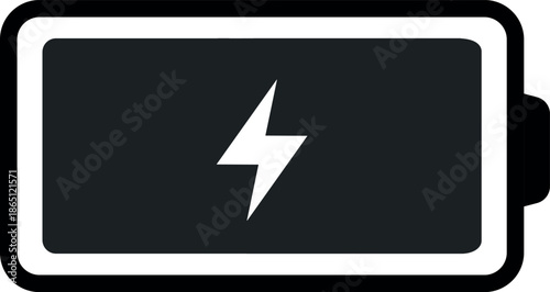 Battery charging icon, power supply and energy status symbol in simple flat vector style