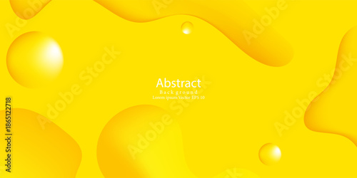 Abstract Yellow Liquid Background with Glossy Fluid Shapes and Soft Bubbles. Modern concept for graphic design, background, web design, poster, banner, book, slideshow.