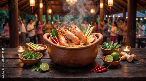 A steaming bowl of Tom Yum ...
