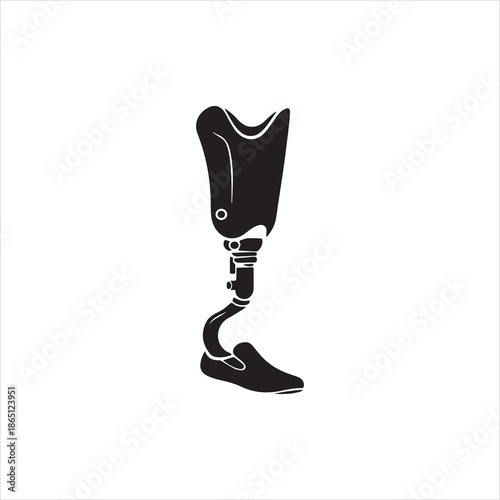  Silhouette of prosthetic leg with shoe amputation vector illustration