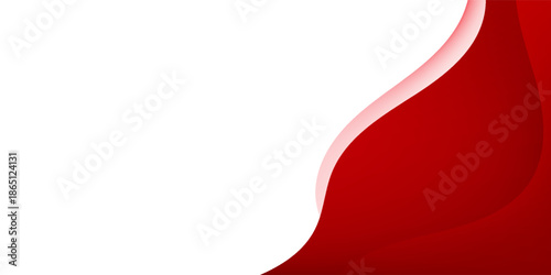Abstract Red Wave Background on White with Smooth Curved Shapes and Copy Space