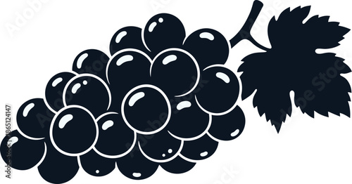 A detailed bunch of grapes graphic perfect for designs on transparent background silhouette
