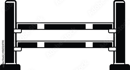 Simple horse jumping obstacle graphic design element on transparent background silhouette