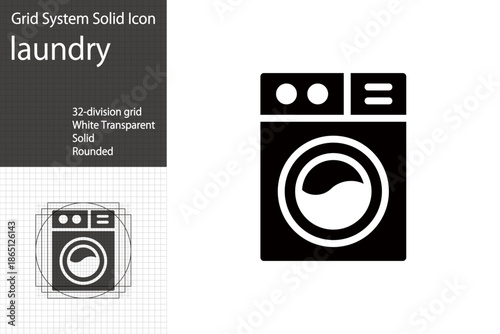 Laundromat and washing machine icons, laundry logos