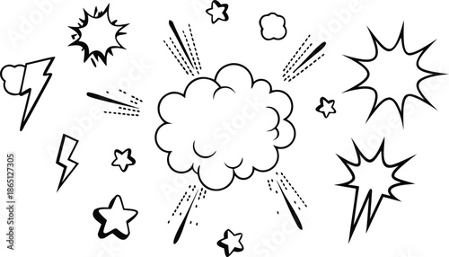 Set of comic effect shape with pop art style.  Comic surprise, attention and inspiration effect. Comic speech bubbles halftone dot background.
 vector illustration isolated set of female yoga poses in