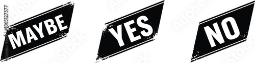 decision making stamps with yes no maybe text