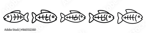 fish fillet food outline icon collection. Vector illustration