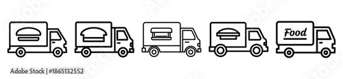 food truck food outline icon collection. Vector illustration