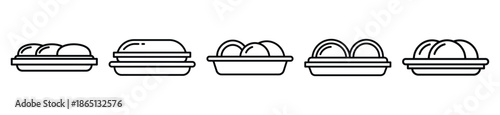 food tray food outline icon collection. Vector illustration