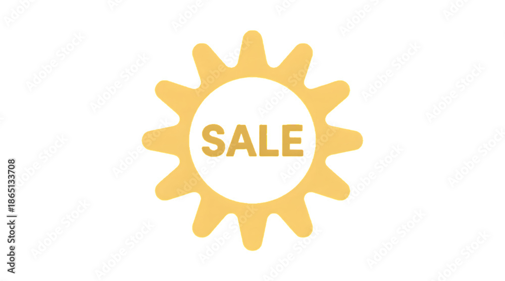 Fototapeta premium Yellow sale sign with sunburst isolated on a transparent background black