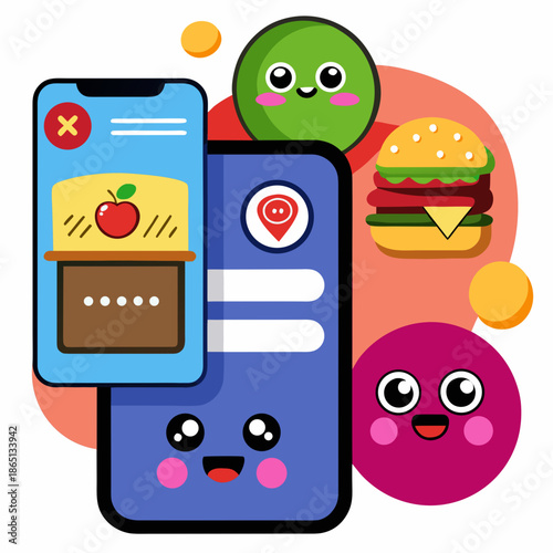 Cute food delivery app interface