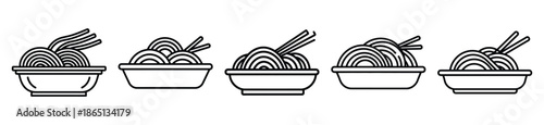 noodles food outline icon collection. Vector illustration
