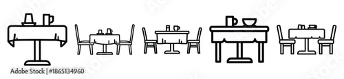 restaurant table food outline icon collection. Vector illustration