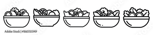salad bowl food outline icon collection. Vector illustration