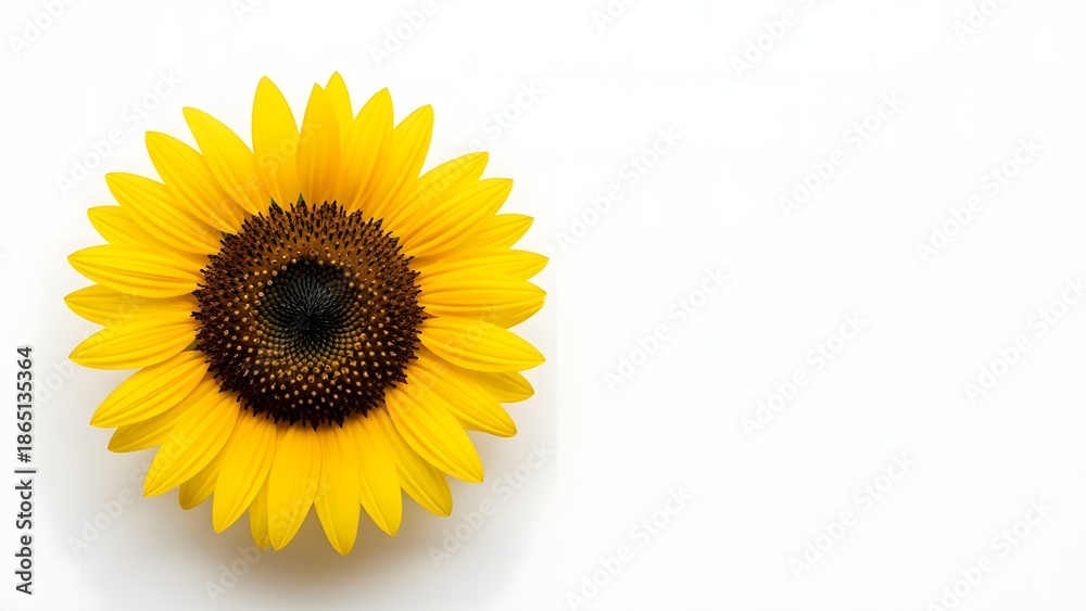 Obraz premium A large yellow sunflower on white background