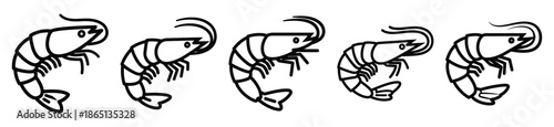 shrimp food outline icon collection. Vector illustration