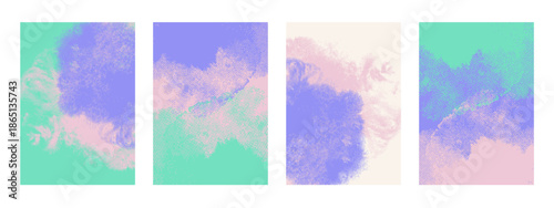 Pastel halftone beauty spa salon banner set. Wellness center, cosmetics brand, nail salon, aromatherapy, yoga studio concept. Soft grain texture modern vector illustration.