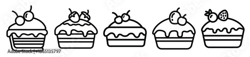 sweet dessert food outline icon collection. Vector illustration