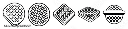 waffle food outline icon collection. Vector illustration