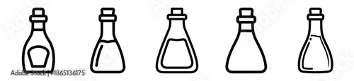 vinegar bottle food outline icon collection. Vector illustration