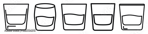 whiskey glass food outline icon collection. Vector illustration