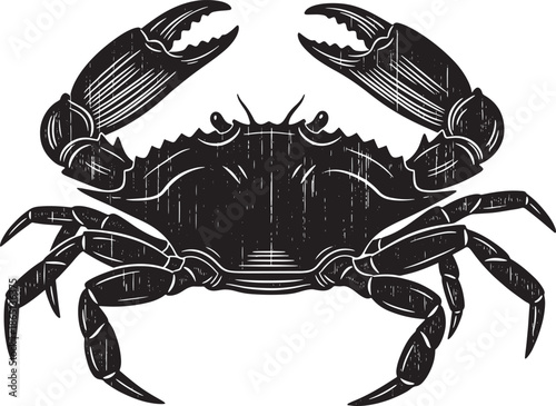 Detailed vector illustration of a black crab isolated on transparent background