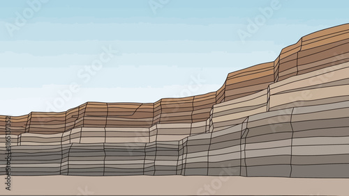 Cliffside layers and Earth's geological age: Witness a captivating illustration, showcasing the Earth's layered essence, sculpted over centuries.